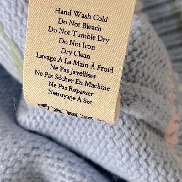 LoveShackFancy Zaheer Pullover Sweater Size M Knit Crew Neck Preppy Blue Skies - Picture 7 of 14